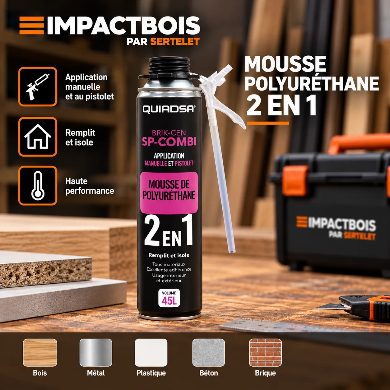 Mousse de polyuréthane BRIK-CEN SP-COMBI 750ml