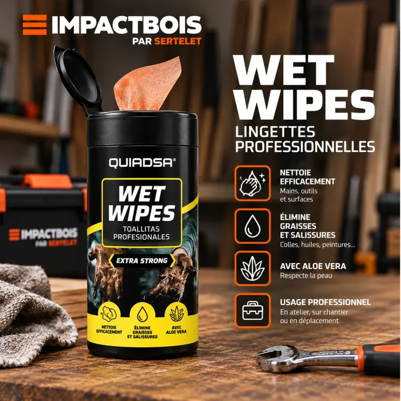 LINGETTES NETTOYANTES PROFESSIONNELLES WET WIPES 170 X 200 MM